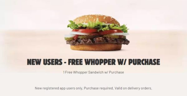Burger King New Users Free Whopper