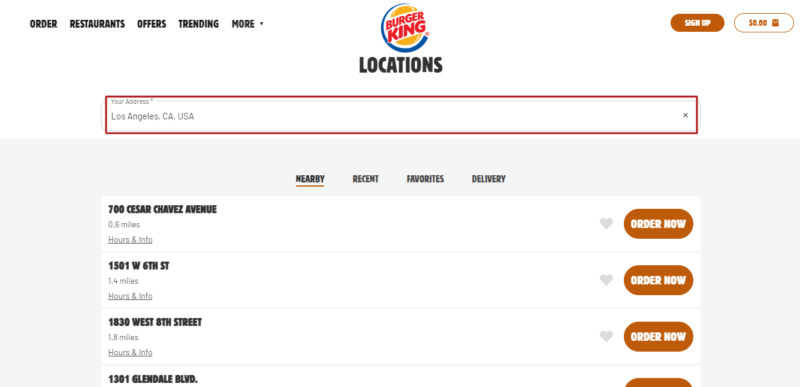 Burger King Location