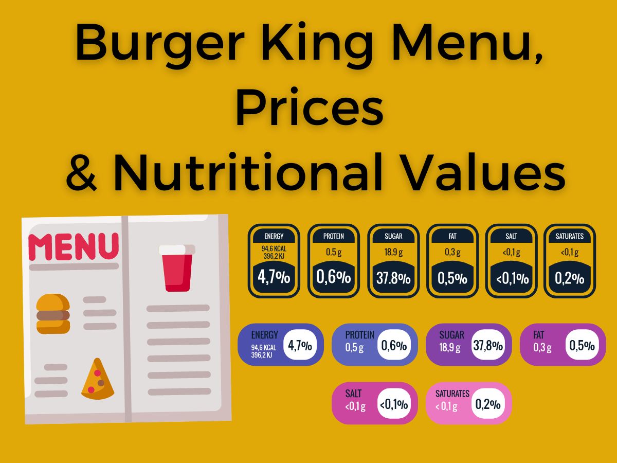Burger King Menu Prices and Nutritional Values